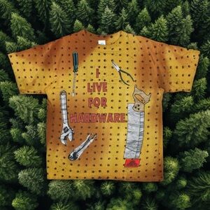 VINTAGE 1994 HOME IMPROVEMENT T-SHIRT I LIVE FOR HARDWARE ALL OVER PRINT